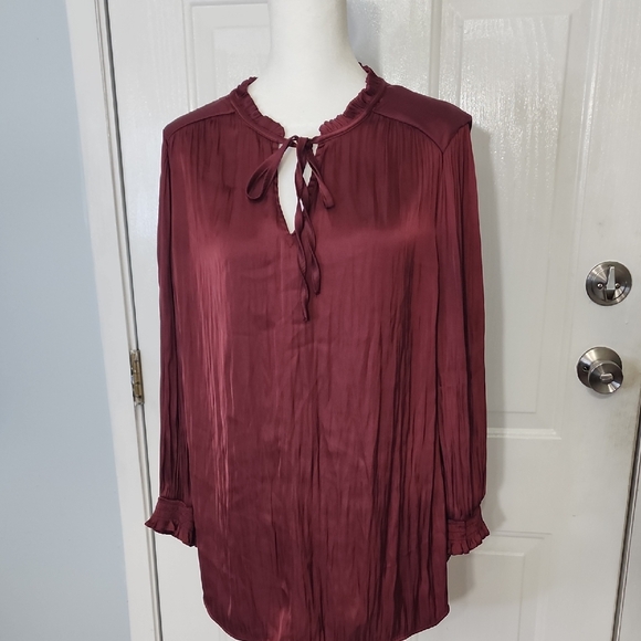 Rachel Zoe Tops - Rachel Zoe Burgundy Blouse with Tie Neck